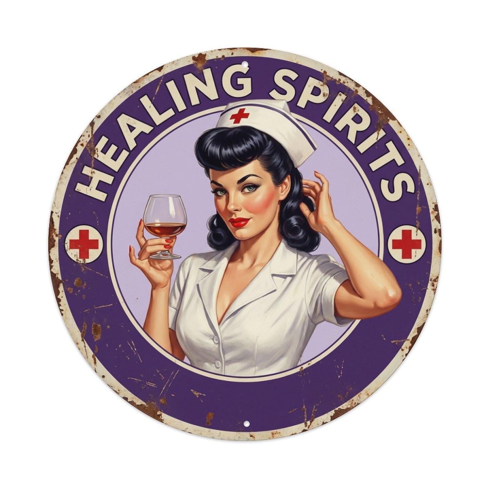 Funny Quote Healing Spirits Nurse Metal Tin Sign
