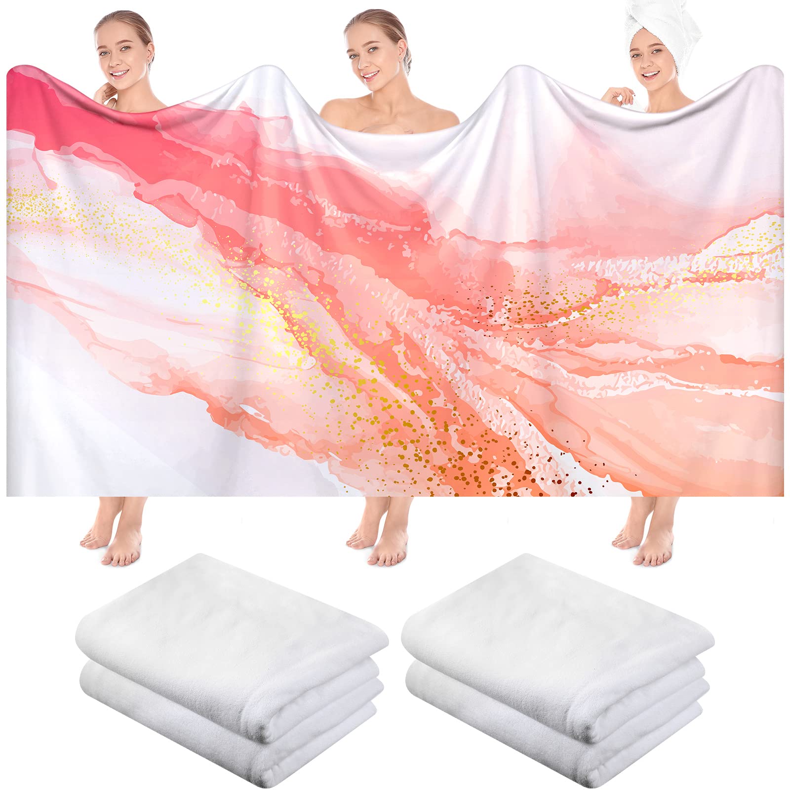 Macarrie 4-Pack Oversized Bath Towels - 40x80 Inches, 400GSM Soft Microfiber | Beach, Pool, Gym Towels | DIY Sublimation Ready, White
