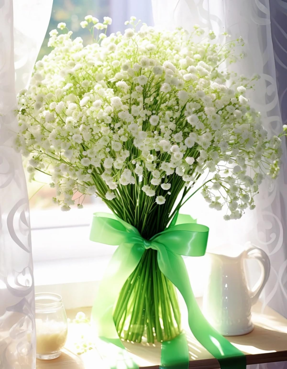 Kit DIY Per Ricamo Con Perline Fiori In Un Vaso Kit Per Ricamo Con Perline Fiori Di Gypsophila Artigianato Kit Per Ricamo Con Perline Set Per Ricamo，Motivo A Punto Croce，Decorazione Da Pa 50x70cm