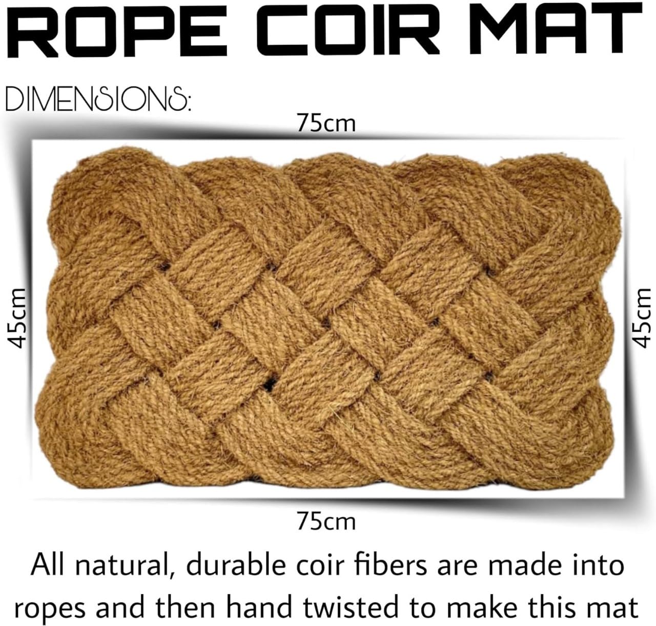 VL Door Mat 45x75cm - Handwoven Rope Coir Door Mats With Knotted Design