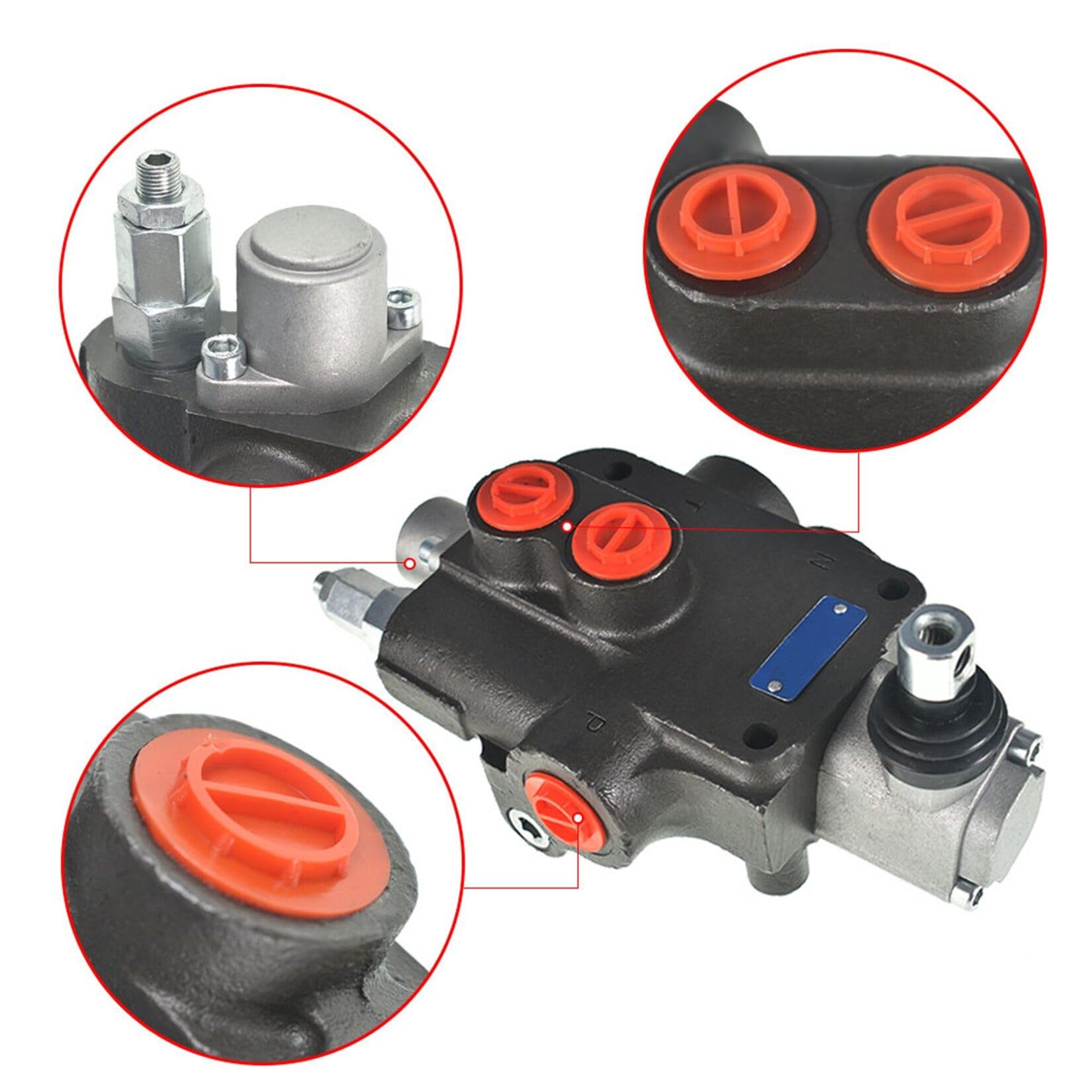 Distributeur hydraulique à Double Effet, 1 tiroir, 21 GPM, 3600 PSI, Ports SAE, pour Petits tracteurs, tracteurs, chargeuses et fendeuses de bûches.