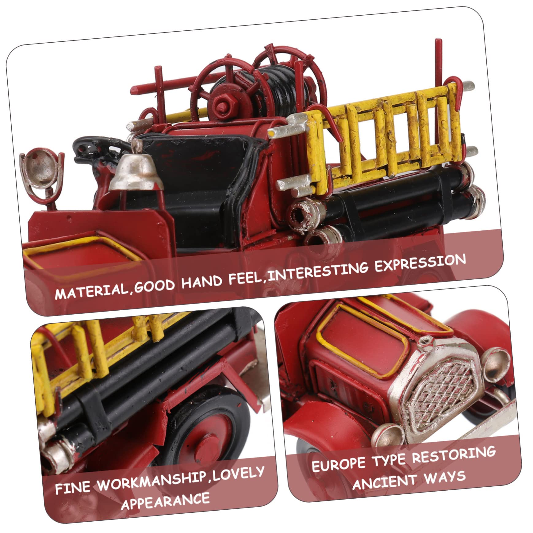 Retro Eisen Feuerwehrwagen Modell, Vintage Deko Figur für Schreibtisch