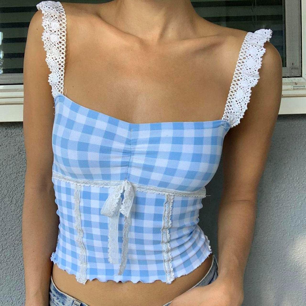 SOLILOQUY Women Babydoll Cami Top Strappy Low Cut Square Neck Cute Floral Tank Top Y2K Milkmaid Crop Tops - Image 2