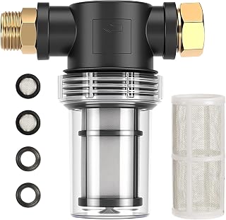 Garden Hose Inlet Filter for Pressure Washer Inlet Water, Sediment Filter Attachment, Inline Water Filter for Garden Hose with 40 Mesh and 100 Mesh Screen, 2 Pack O-Ring
