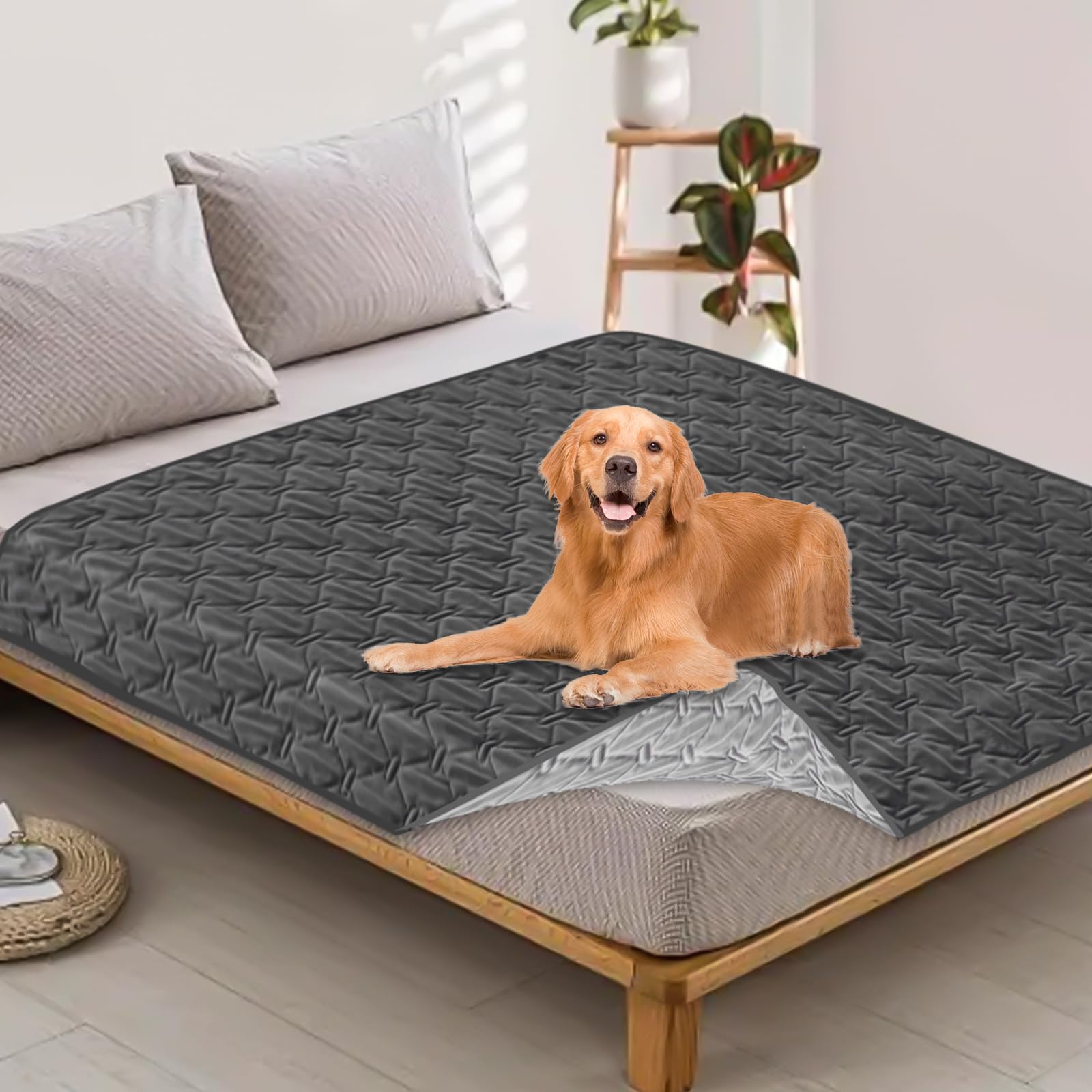 BAIFULAI Manta impermeable para perros de 200 x 130 cm, alfombrilla antideslizante, protector de sofá/cama reversible para perros grandes y pequeños