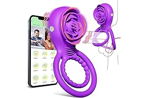 Vibrating Cock Ring/Penis Sleeve Vibrator for Couples with APP Control and Rose Clitoral Stimulator