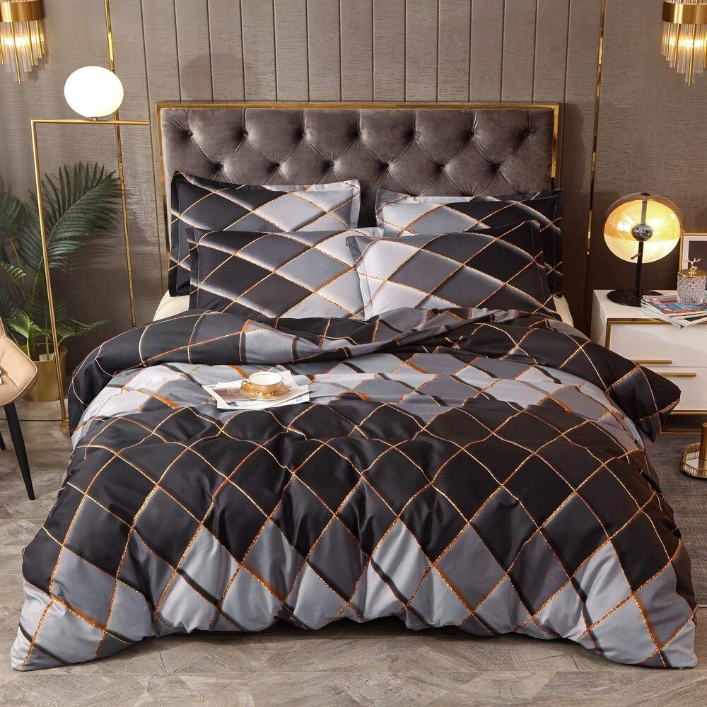 Housse de couette gris géométrique pour sublimer votre chambre moderne