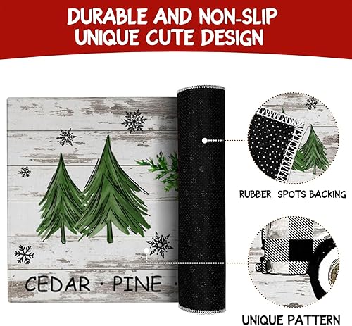 Miniatura 7 de Juego de 2 tapetes de cocina boho Granja de Navidad Fresca,Gris oscuro,Amor Corazón Hola Rojo,Rosado,Gnomo a cuadros de búfalo,Buffalo Plaid Santa