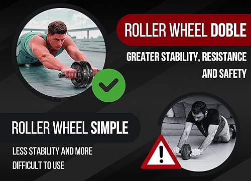 Miniatura 2 de *POLIFITNESS* Rueda de rodillo abdominal, abdominales y equipo de entrenamiento para entrenamiento de fuerza de cuerpo completo - Rueda de ejercicio