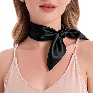 ZLYC 100% Mulberry Silk 21" Square Neckerchief Women Hair Bandana Headscarf | Smooth pure silk,elegant minimalist style,outdoor photo snap,daily outfit,office commute,wedding banquet,travel styling