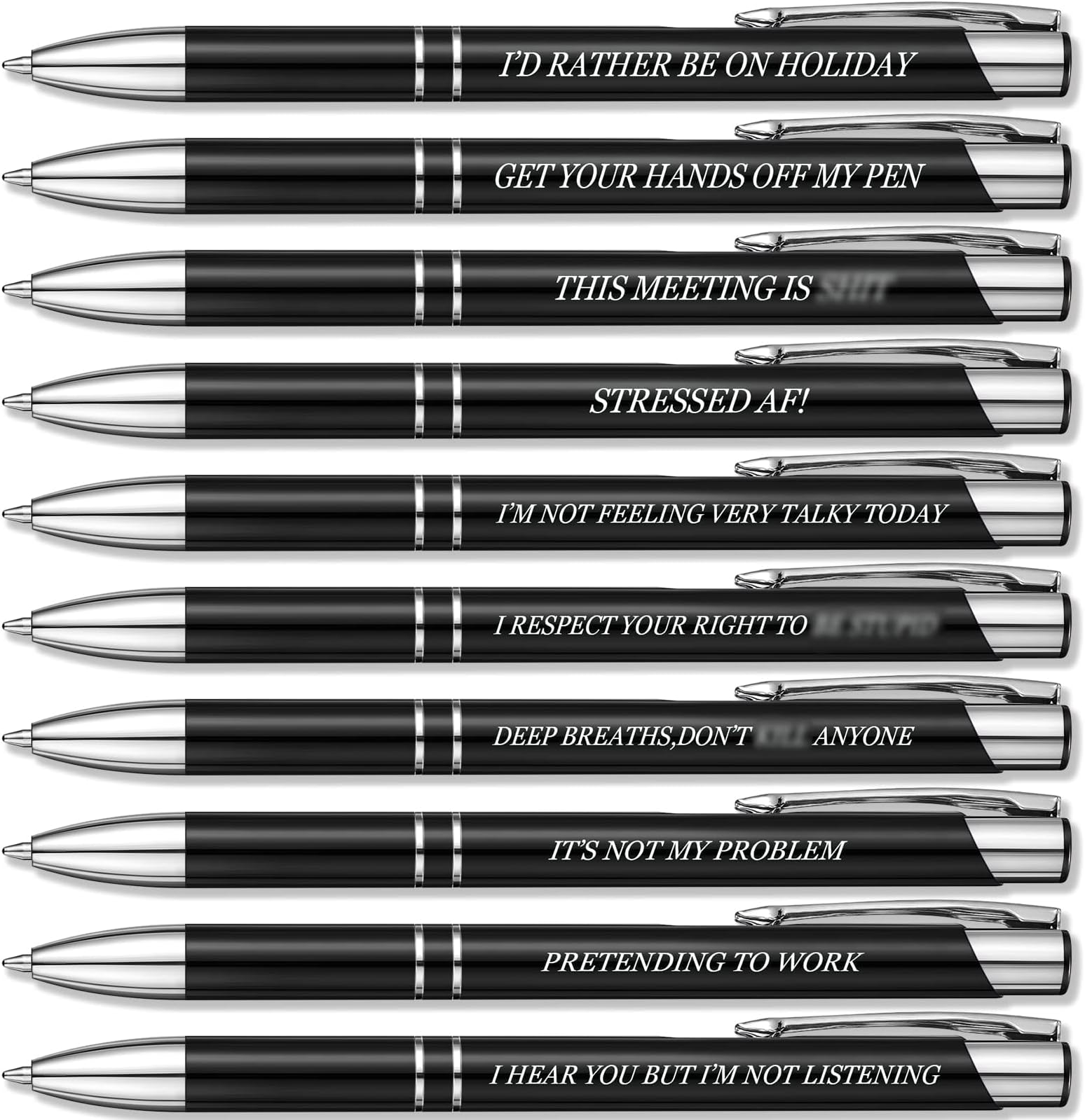 Nezyo 12 Packs Ballpoint Pens for Colleagues Funky Stationery Quirky Leaving Gift Office Accessories for Teacher Adult(Black)