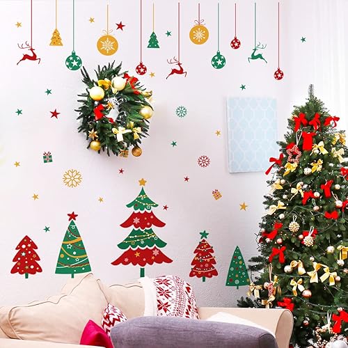 Miniatura 2 de Calcomanías de pared de Navidad para árbol de Navidad calcomanías de pared para sala de estar dormitorio cuarto de bebé decoración de Navidad para