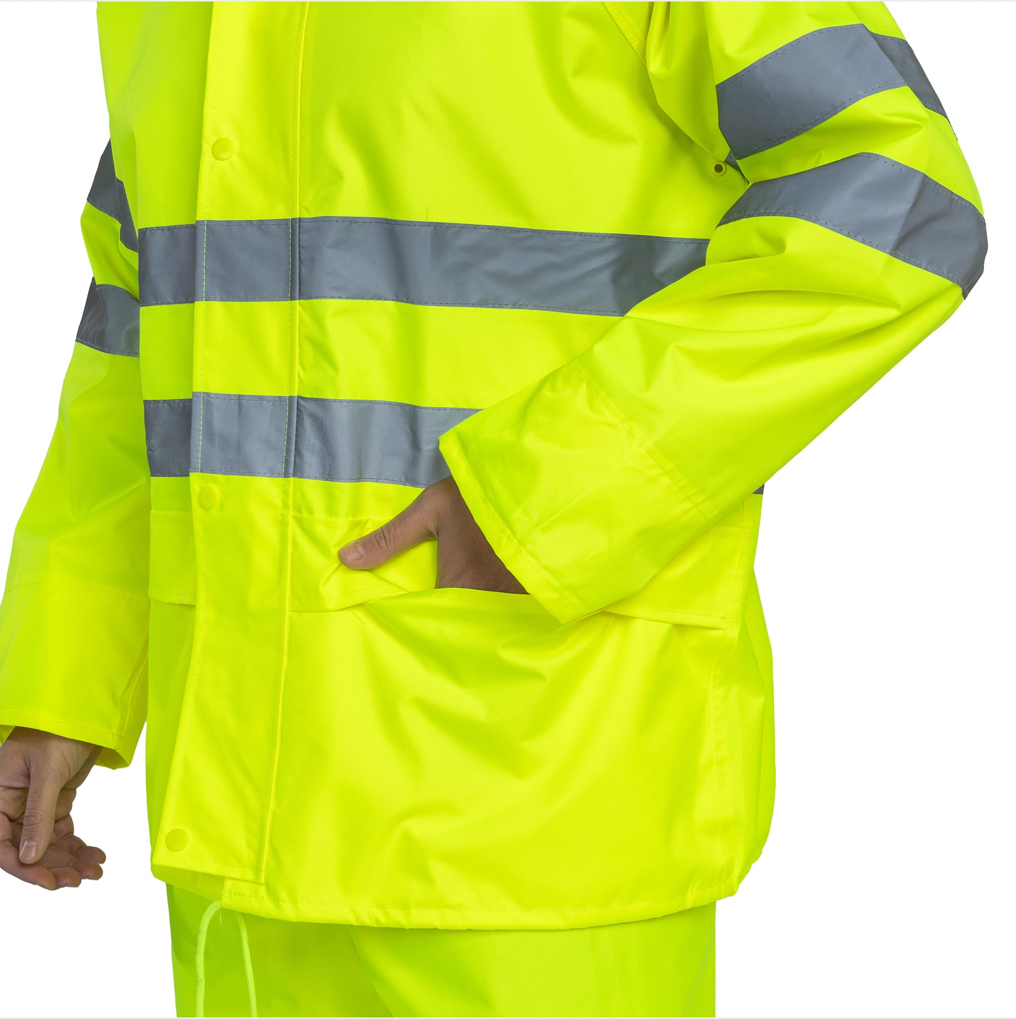 BWOLF Himalaya - Tuta antipioggia da uomo, a maniche lunghe, impermeabile, con elastico in vita, giacca con cappuccio, giacca antipioggia + pantaloni da pioggia, 2 tasche