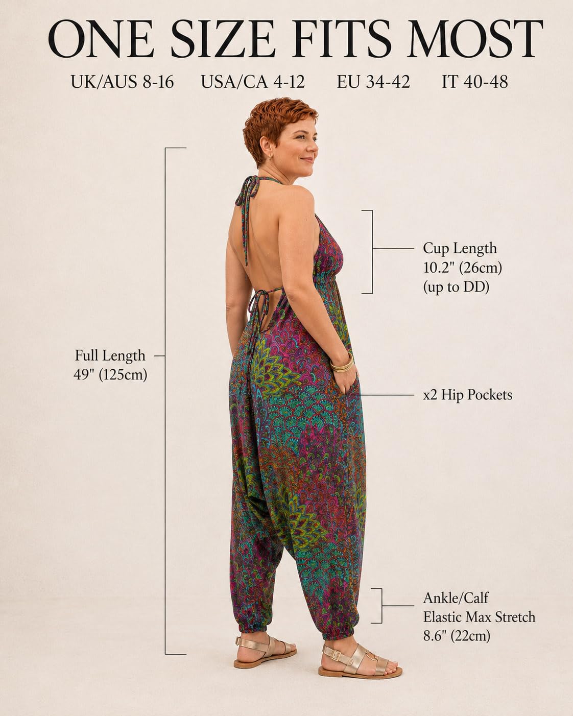 likemary Tuta per Donne - Tuta Harem All in One - Tute con Scollo a Halter e Schiena Scoperta con Tasche - Tute Sexy e Comode ideali per le Vacanze