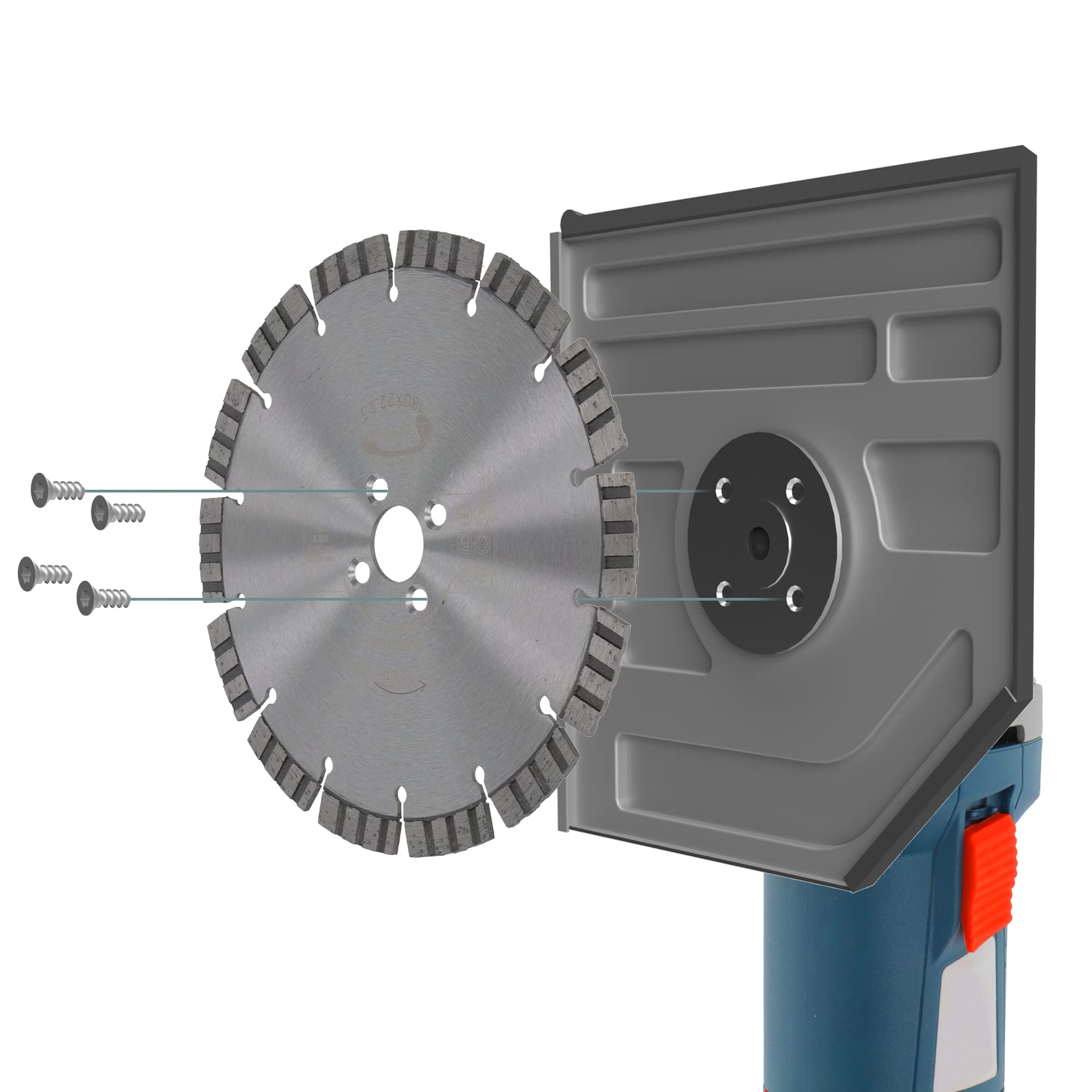 PRODIAMANT LAMELLO Disco diamantado 180 mm x 22,23 mm - con 4 orificios secundarios, para fresar ventanas en hormigón, compatible con el sistema Lamello.