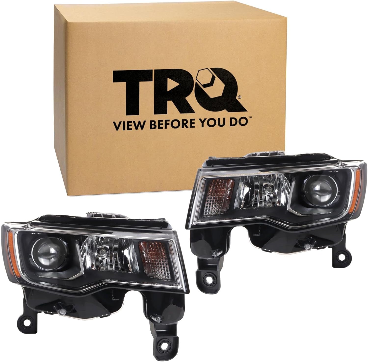 TRQ Headlight Assembly Set for 2017–2022 Jeep Grand Cherokee (Driver & Passenger)