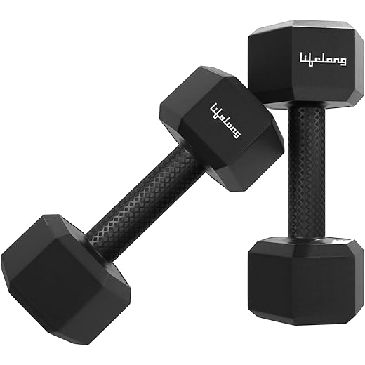 Lifelong PVC Hex Dumbbells 5kg Pack of 2