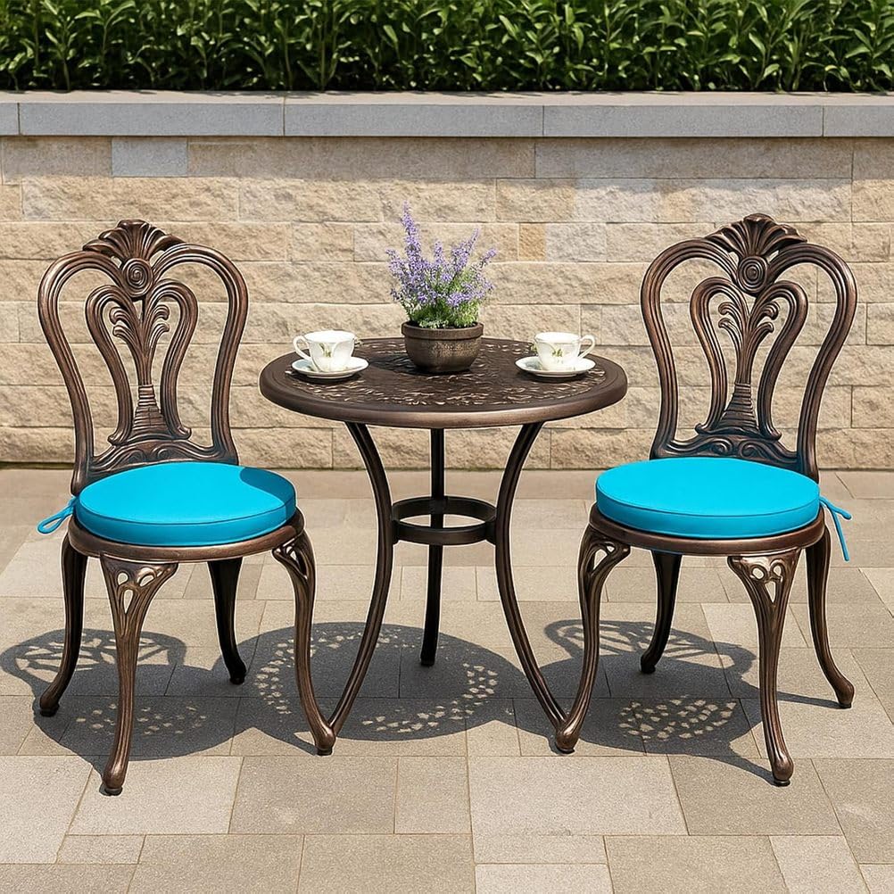Cuscini per sedie da esterni, impermeabili, rotondi, con lacci antiscivolo e fodere rimovibili, cuscini spessi per sedie da patio e mobili da giardino