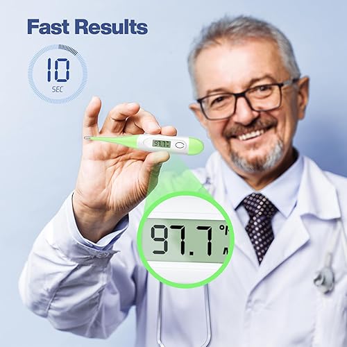 Miniatura 2 de Boncare Termómetro digital de 10 segundos para adultos y niños, termómetro rectal preciso y seguro para bebé con alarma de fiebre, termómetro oral