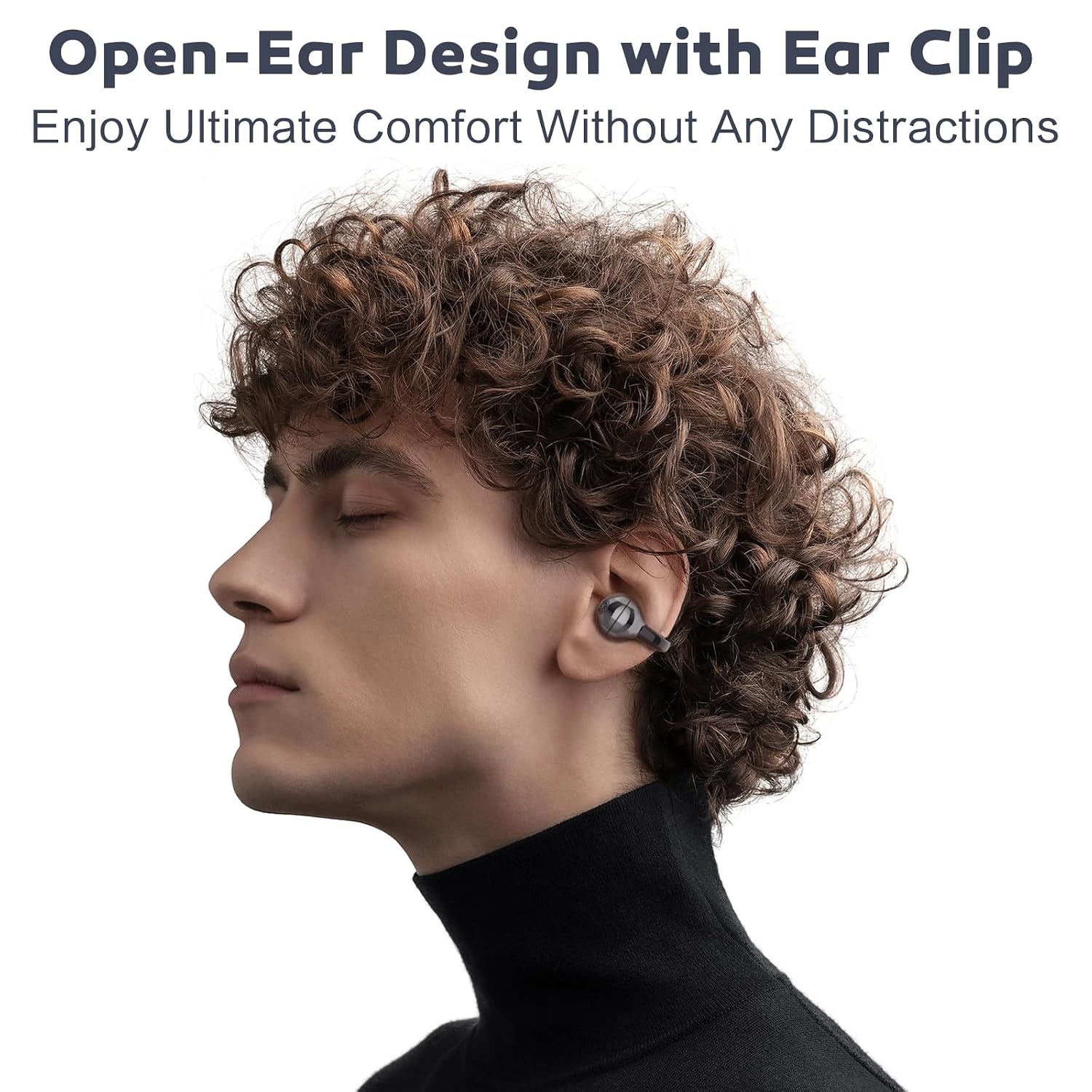 Person wearing Dnniakm M108 Open Ear Earbuds