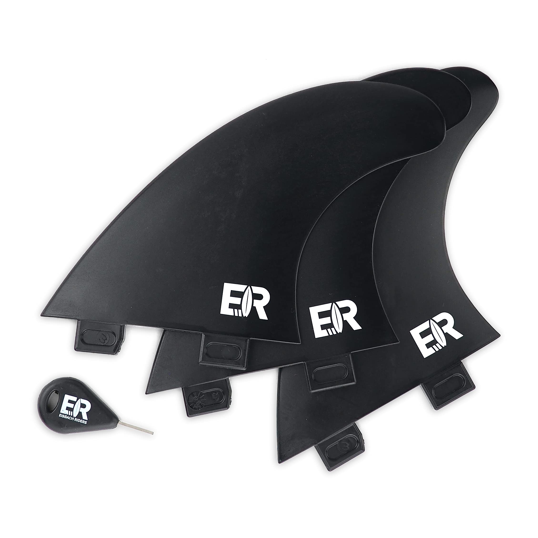 FCS Thruster Finnen Set für Surfboard & SUP – 3er Surfboard Fins mit Fin Key – Hochwertige Ersatz-Finnen Made in Germany