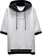Foveitaa Summer Wear Men’s Short-Sleeved Hoodie T-Shirt, Solid Color, Fashionable, Large Size, Jersey Cloth Top, Hooded, Innerwear, Loose-Fitting, Casual, Pullover