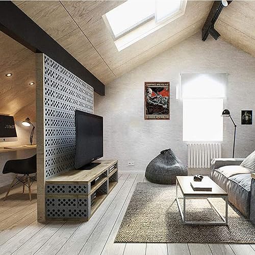 Miniatura 5 de Letrero creativo de hojalata con diseño de esqueleto de carreras de auto, divertido letrero de metal, decoración de pared retro para puerta del