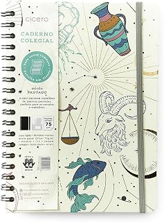 Caderno Espiral Astral Pautado 17X24 Cartas Do Zodíaco Branco, Cicero