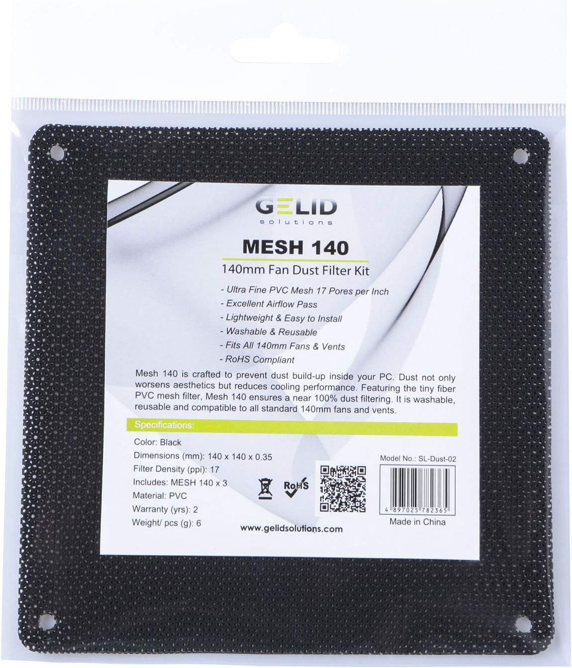 Gelid Mesh 140 Fan Dust Filter for 140mm fans 3pcs, Multicolour - Image 4