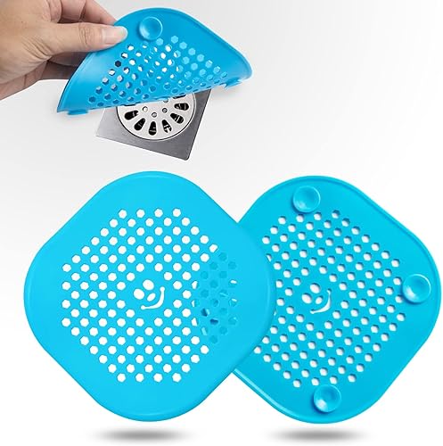 Miniatura 19 de Protector de silicona para cubrir drenaje de ducha, bañera, cocina, baño, recoge restos de cabello, paquete de 2, color negro