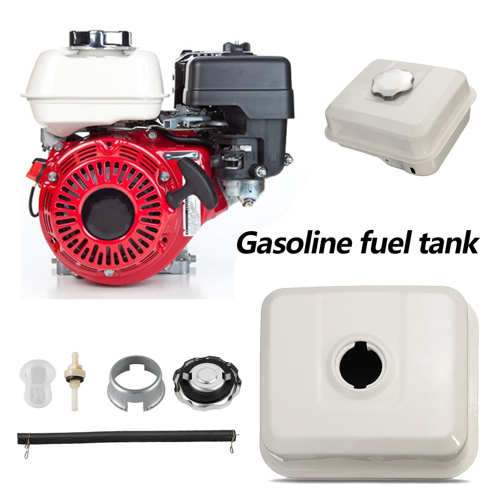 Réservoir Essence pour Honda GX120 GX140 GX160 GX200 Moteur, Kit de Réservoir à Essence de 3L avec Bouchon de Réservoir Filtre à Carburant et Conduite de Carburant Réservoir de Carburant