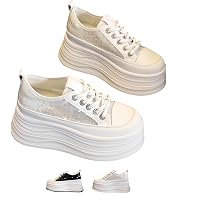 Womens Platform Sneakers - 4" Heel Lift, Candy Soft, Sequin Bling, Breathable Mesh for Light Sports & Casual Days