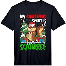 Squirrel Wearing Santa Hat Xmas Lights Squirrel Christmas Performance T-Shirt
