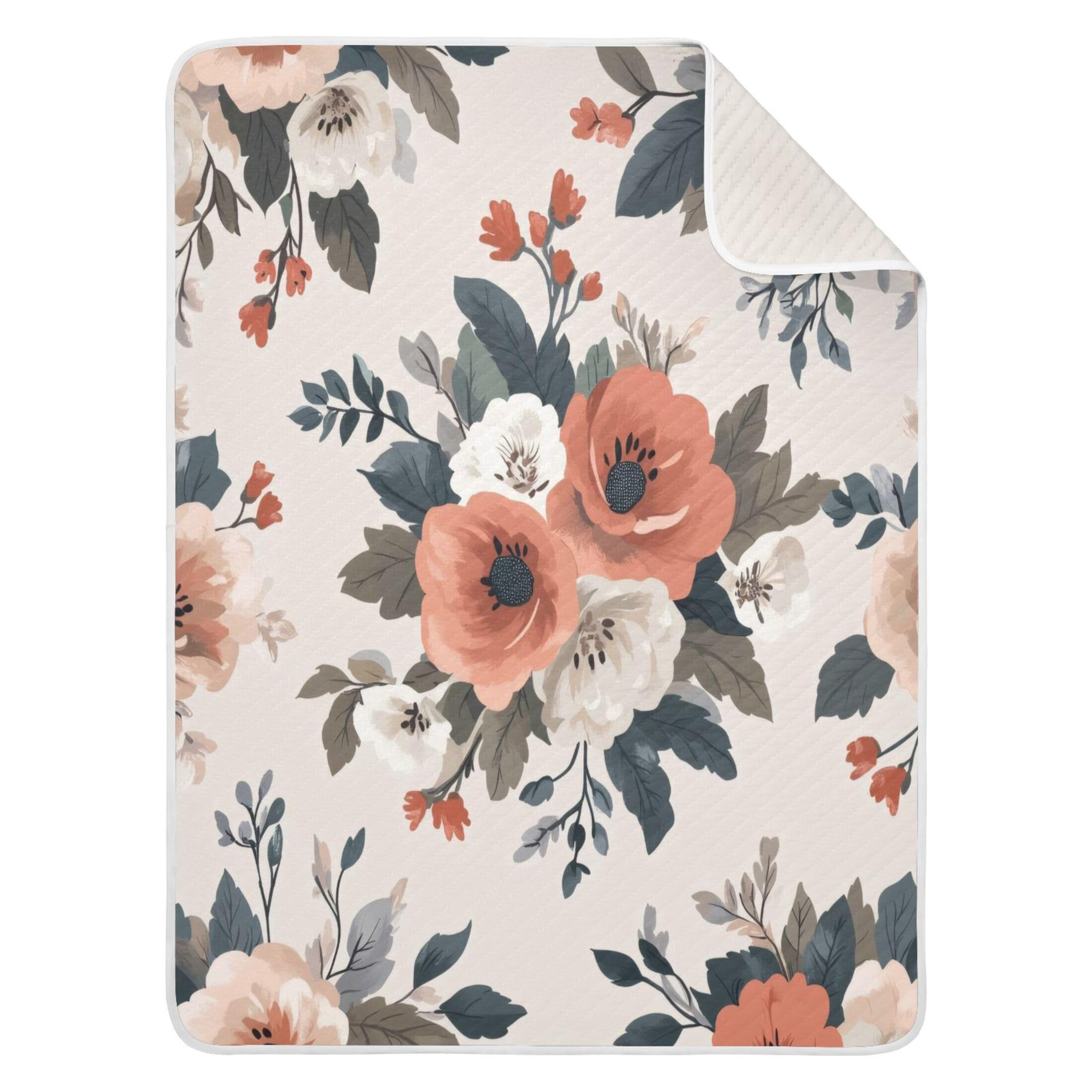 Burbuja Flowers Baby Blanket for Boys Girls, Nursery Soft Warm Swaddling Receiving Baby Blankets, 30x40 in Toddler Blanket