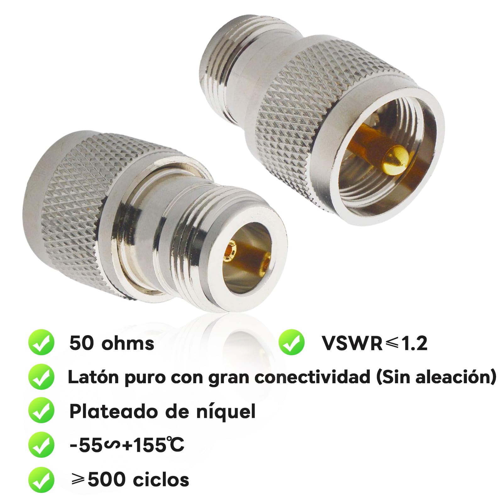 BOOBRIE 2 Pezzi Adattatore Coassiale RF – Da N Femmina A UHF Femmina SO-239 – 50 Ohm – Ottone Puro – Per Antenne WiFi E Radio CB