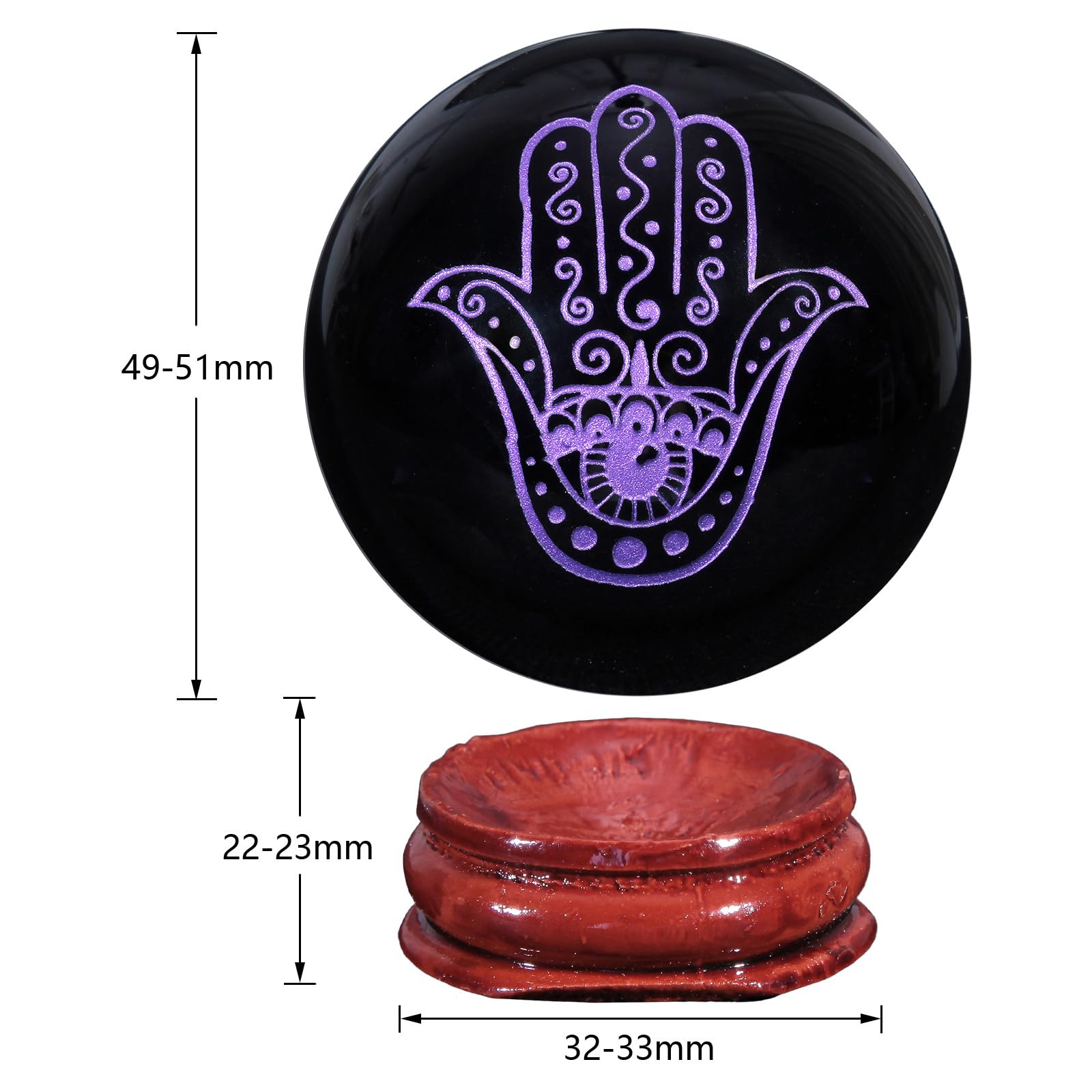 Nupuyai 1.9" Engraved Symbol Obsidian Crystal Ball with Stand - Image 2