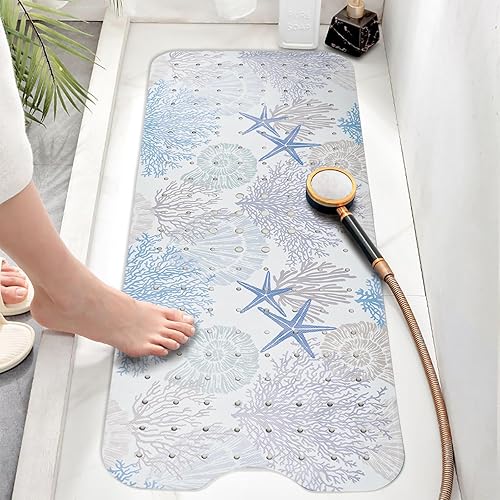 Miniatura 6 de Tapete para bañera antideslizante, extra largo, con ventosas y agujeros de drenaje para adultos, niños y ancianos, 40 x 16 pulgadas