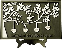 Vista 51 de Joyforisa Regalos para mamá y abuela, marco personalizado del árbol de la vida con corazones y nombres, marco de árbol familiar de madera