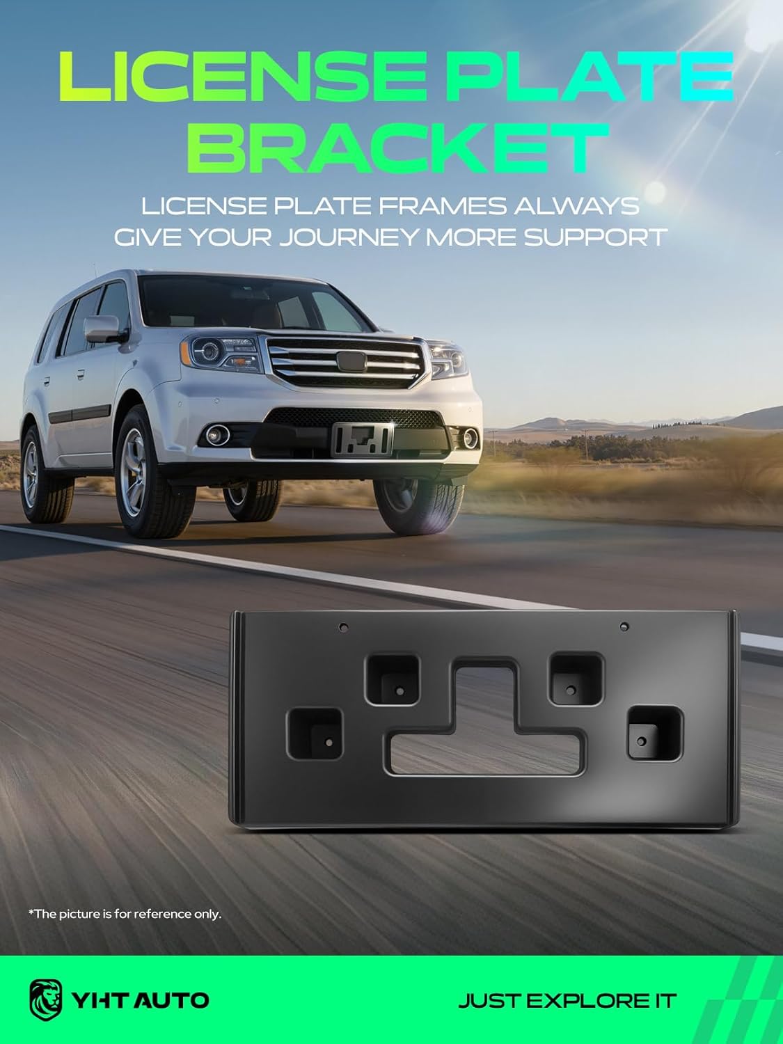 YHTAUTO Front License Plate Frame w/Screws Compatible with Buick Encore 2013 2014 2015 2016, Black Licence Plate Holder, No Drill Bumper License Plate Bracket, License Plate Mount