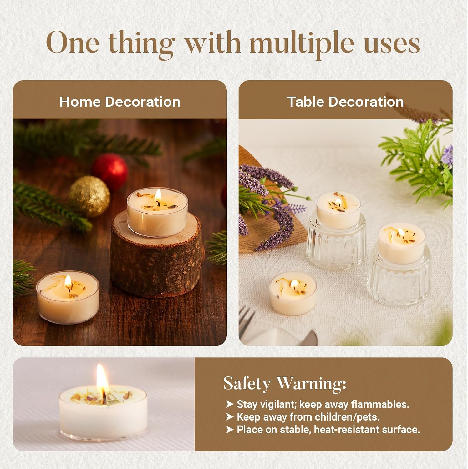 Ashlux 4-Hour Acrylic Lavender Soy Wax Scented Tea Lights, 8 Pack Bulk