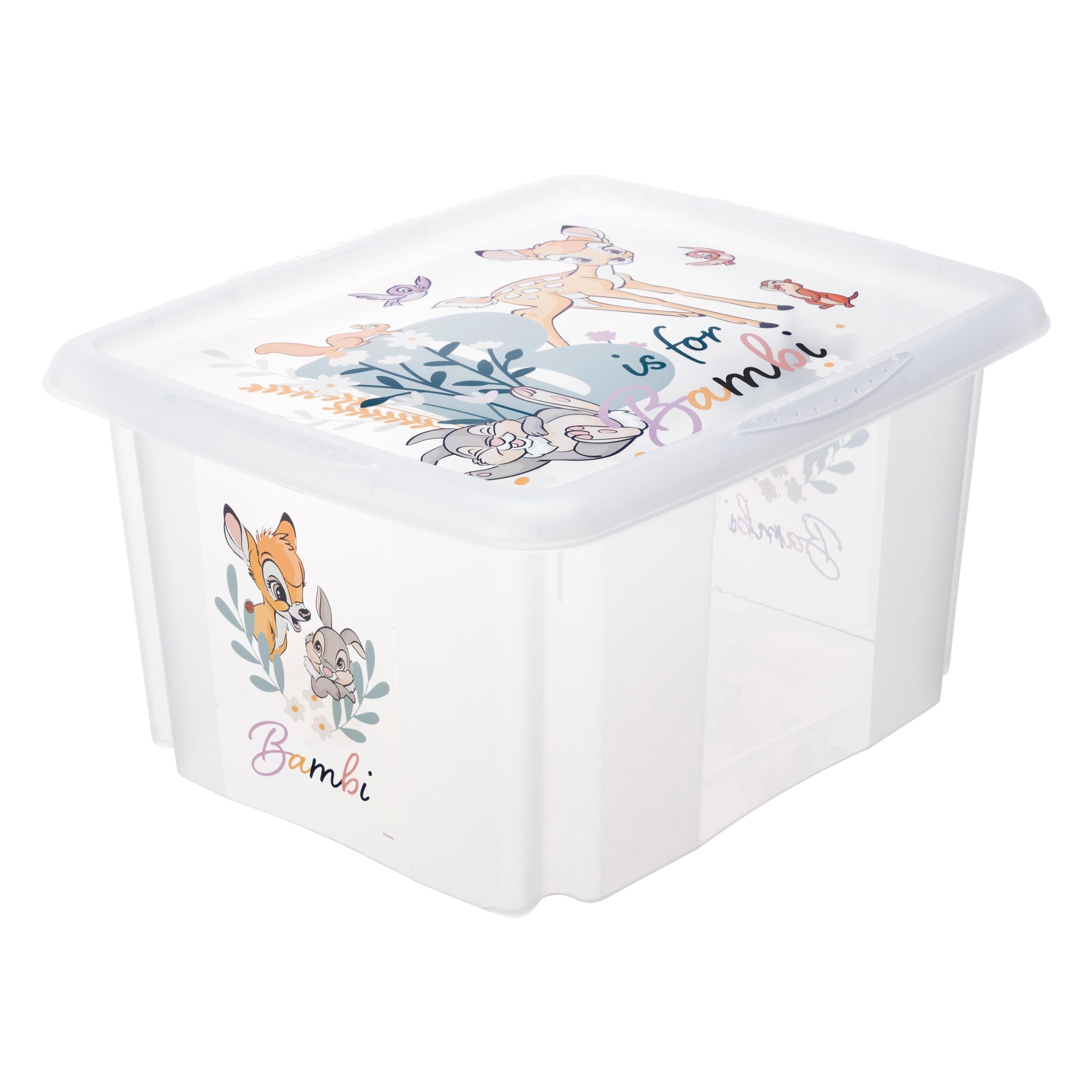 keeeper Bambi storage box with lid, Rotatable and stackable, For children, 24 L, Karolina, Transparent