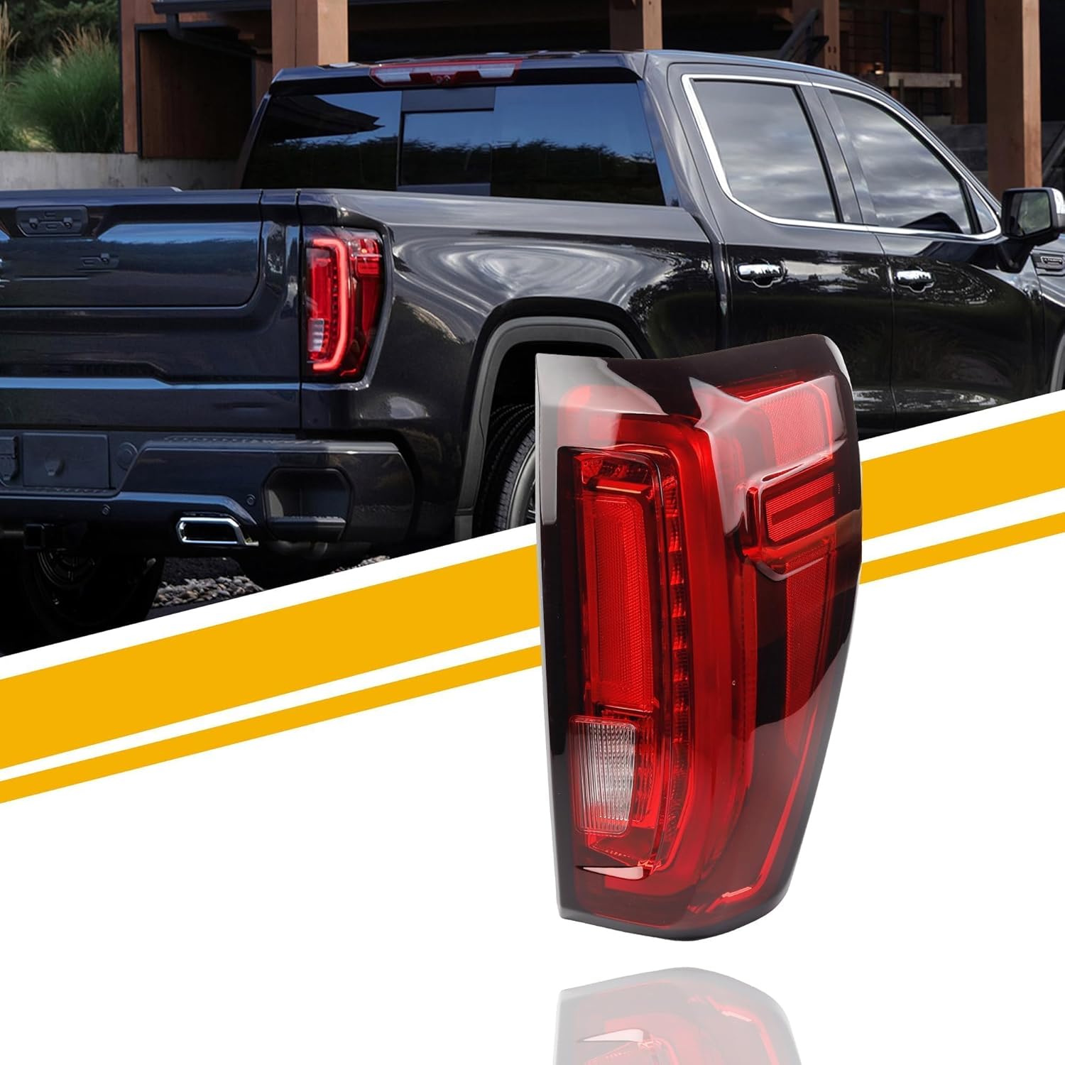 Dasbecan Right Passenger Side Tail Light Assembly Rear Lamp LED Type Compatible with 2019-2023 2024 GMC Sierra 1500/2500 HD/3500 HD Replace 86820474 LED Type Right Passenger Side