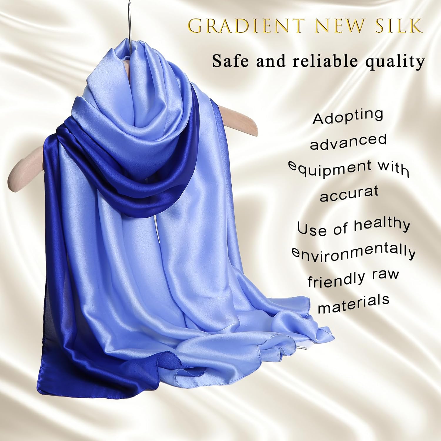 ZMC Long Silk Feeling Scarf,Smooth Gradient Scarf Stripe Lightweight Sun-proof Shawl Wrap Headscarf for Women Spring Summer - Image 2
