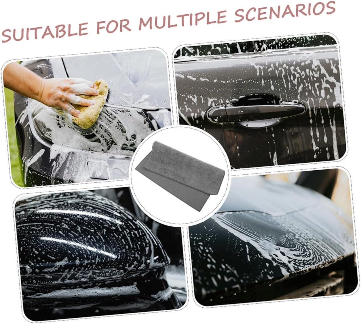 2pcs Thick Microfiber Car Towels 30x30cm Absorbent Drying Cloths for Interior and Exterior Cleaning Automotive Detailing Microfiber Wash Towels