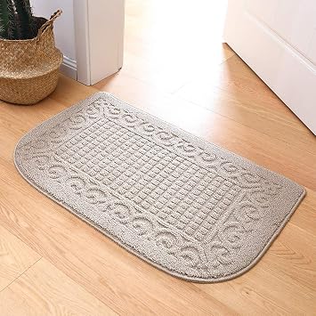 COSY HOMEER 32X20 Inch Anti Fatigue Kitchen Rug Mats are Made of 100% Polypropylene Half Round Rug Cushion Specialized in Anti Slippery and Machine Washable (32x20in Beige 1pc) ...