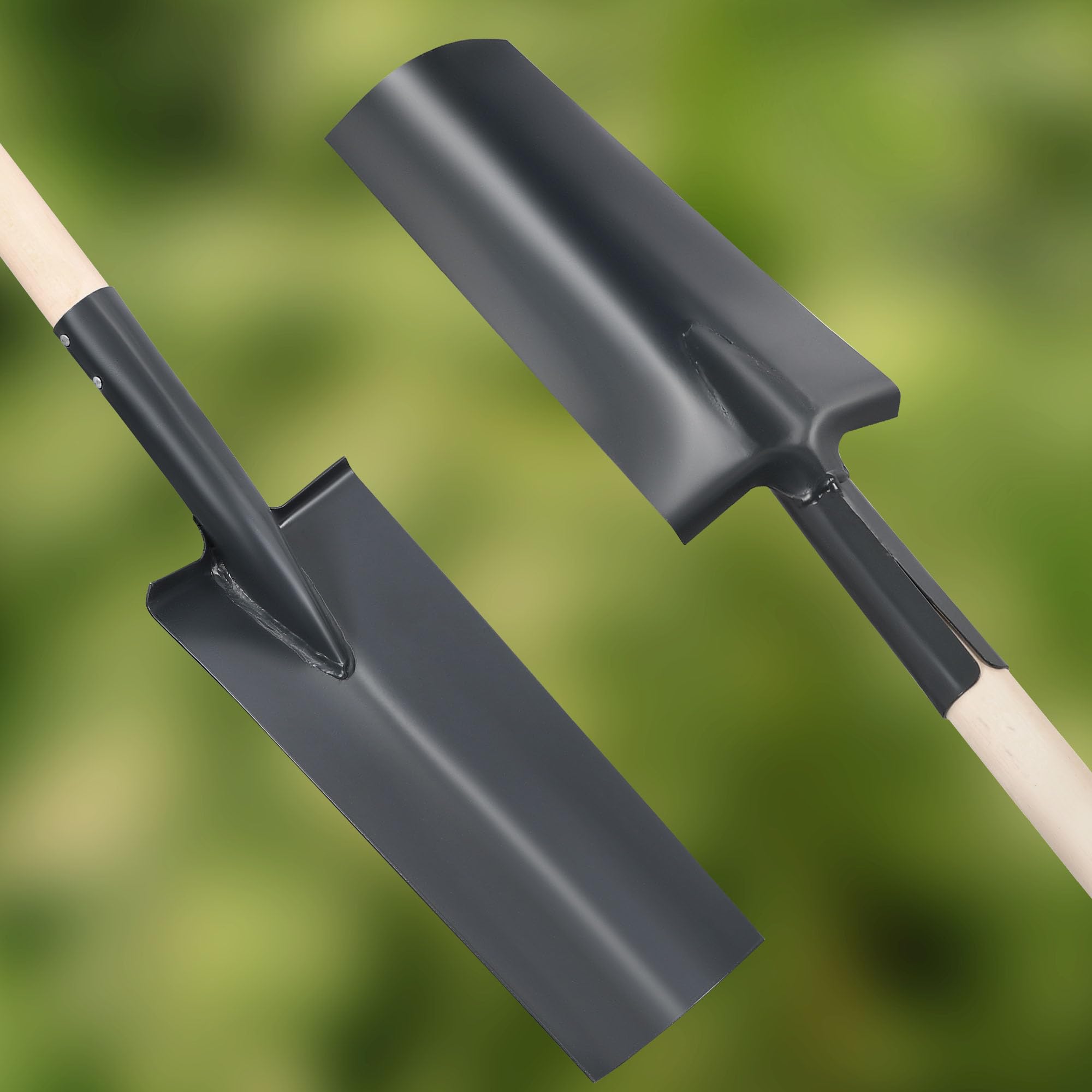 KOTARBAU® Vanga di drenaggio 380 x 147 mm per manico di 38 mm diametro lama in acciaio lunga stretta per trapiantare con manico in legno