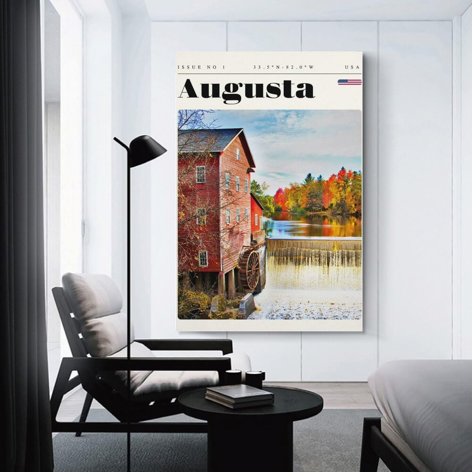 Junmoney Augusta Georgia Travel Art Canvas Wall Art, 24x36inch(60x90cm), for Bedroom, Guest Room Or Reading Nook, Decorative Wall Art for Cosy Rooms