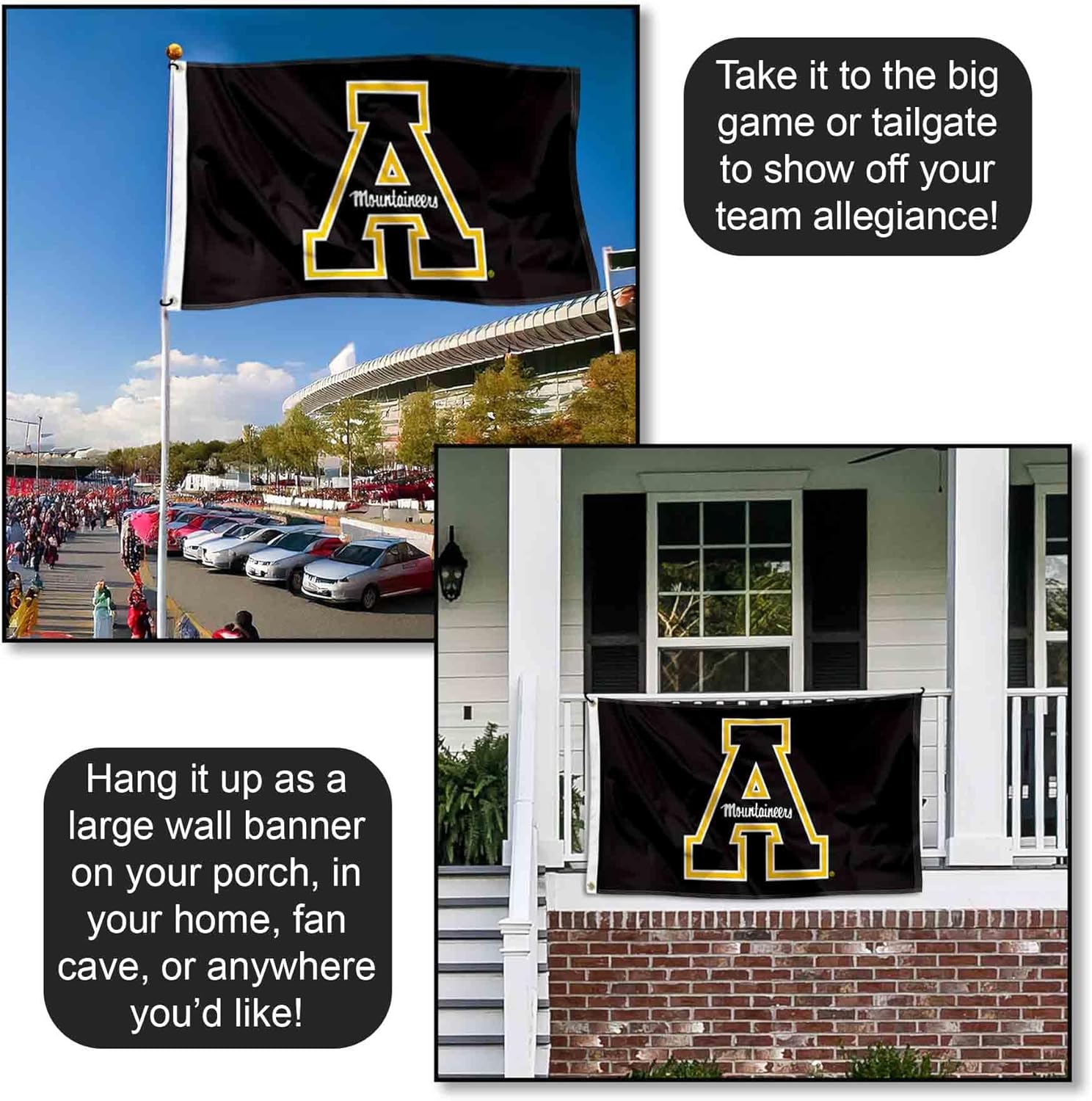 Appalachian State Mountaineers Black Large Grommet Banner Flag - Image 4