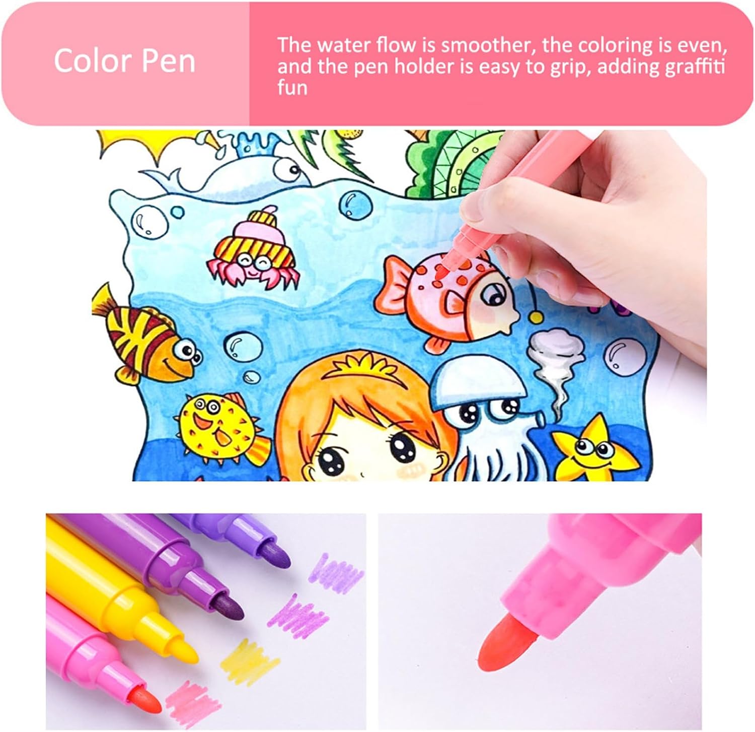Tyenaza Kid Art Set, Water Color Pen Crayon Coloured Pencil Powder Paint Drawing Stationery Tool Pink Gift Case