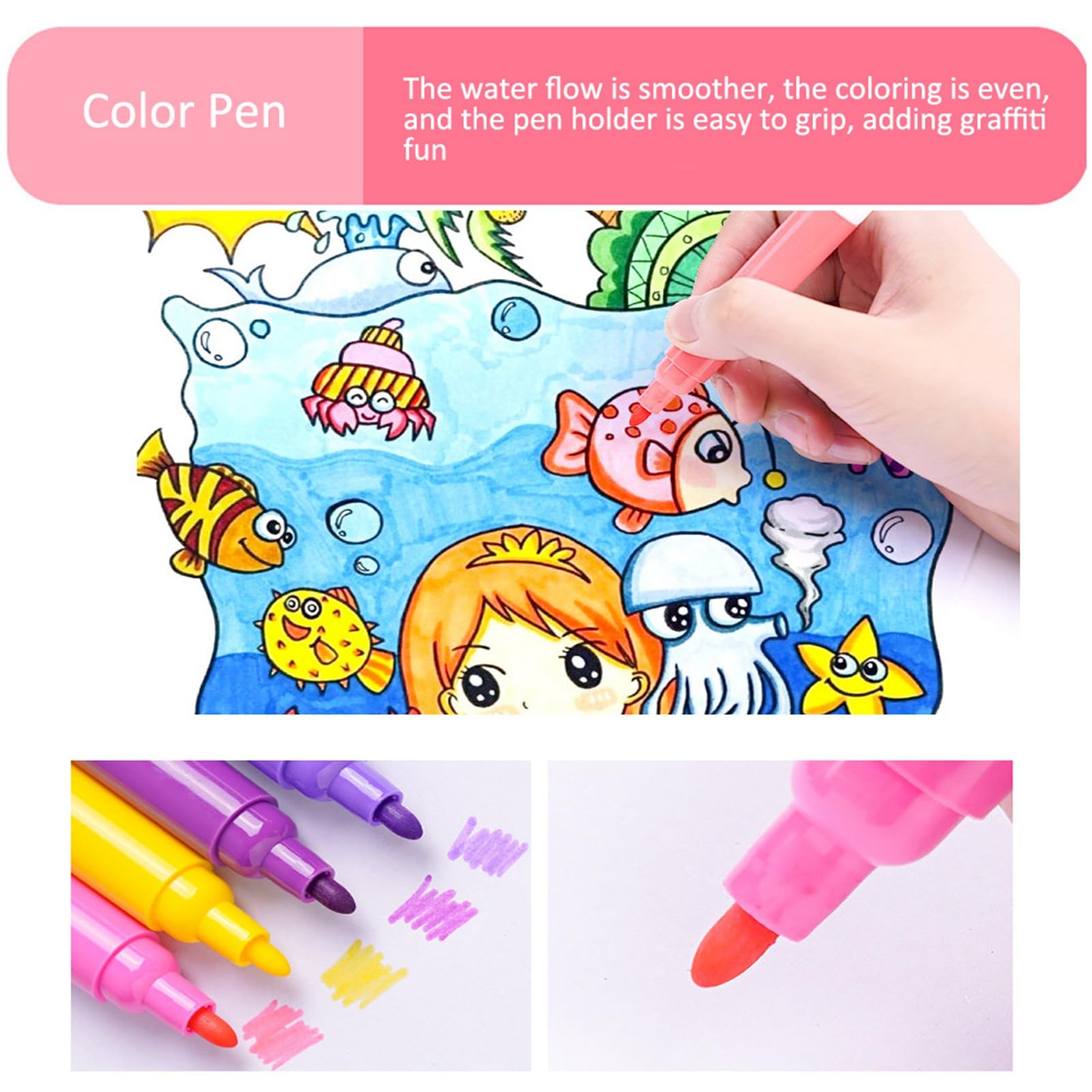 Kinder-Kunst-Set, Wasserfarbstift, Buntstift, Buntstift, Pulverfarbe, Zeichnung, Schreibwaren, Werkzeug, rosa Geschenkbox